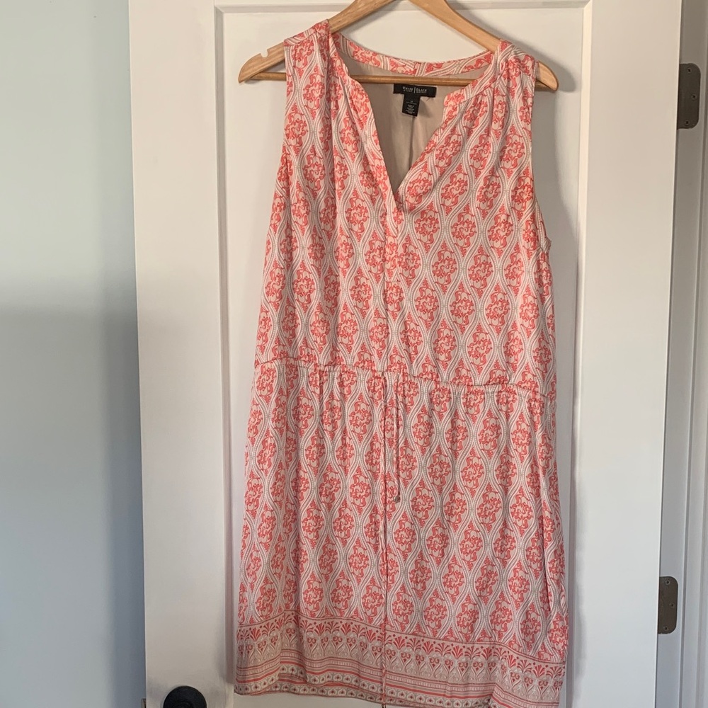 White House Black Market Coral and White Midi Dress